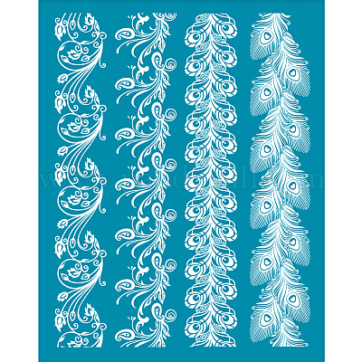 4 Styles Self-Adhesive Silk Screen Stencils for Polymer Clay