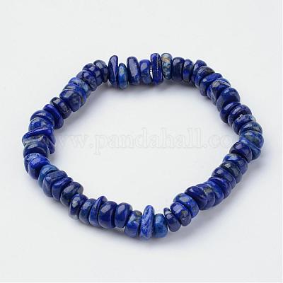 Lapis naturelles bracelets élastiques en perles lazuli&nbsp;BJEW-JB02683-03-1