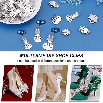 20pcs Stainless Steel Blank Shoe Clips DIY Crafts Folding Buckles Findings  Accessories (Large Size)