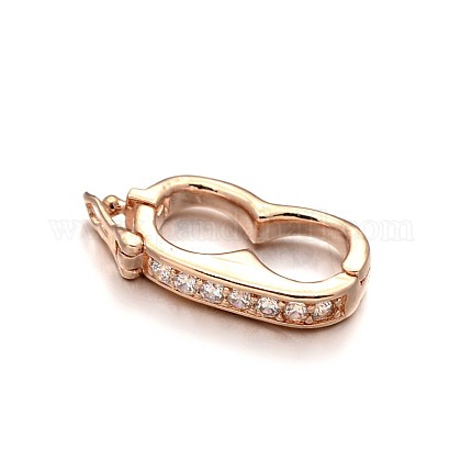 Rack Plating Brass Micro Pave Cubic Zirconia Twister Clasps ZIRC-I012-16RG-RS-1