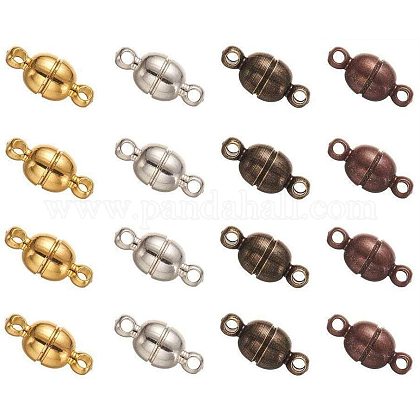 PandaHall 100 Sets Round Brass Magnetic Clasps for Bracelet Necklace Making KK-PH0026-07M-1