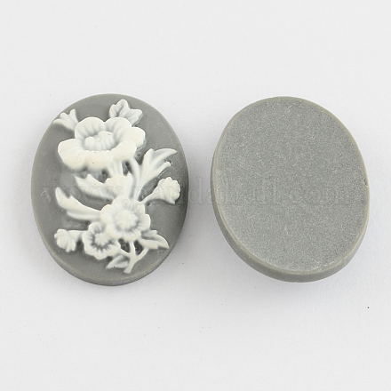 Flower Cameo Oval Resin Cabochons CRES-S245-44-1