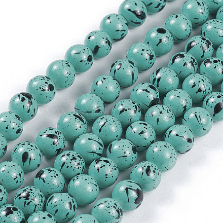 Hebras opacas de perlas de vidrio pintadas para hornear GLAA-L024-C-32-1