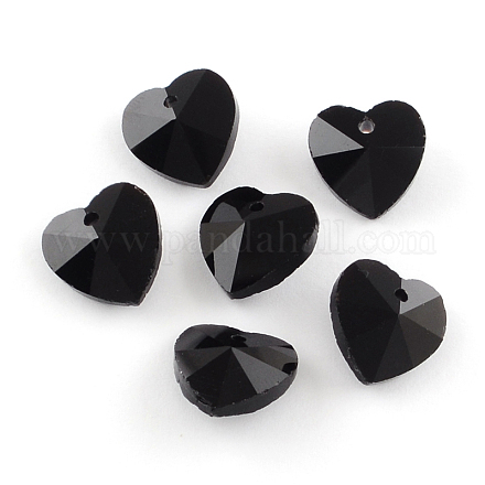 Faceted Heart Transparent Glass Charm Pendants GLAA-S054-02-1