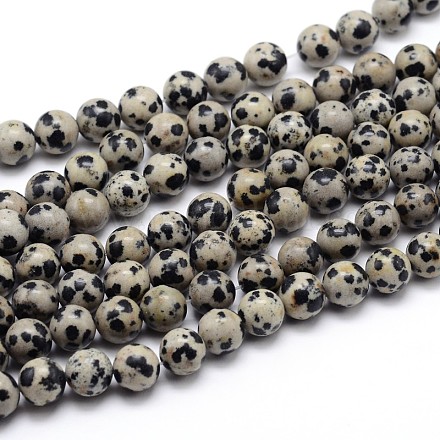 Natur Dalmatiner Jaspis runde Perle Stränge G-J303-19-8mm-1