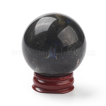 Décorations d'affichage de boule de labradorite naturelle G-PW0004-47-1