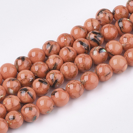 Turquoise synthétique et brins de perles de coquillage X-G-S212-6mm-12-1