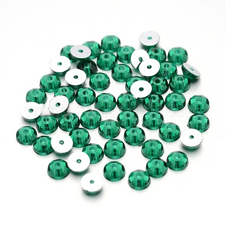 Back Plated Faceted Half Round Taiwan Acrylic Rhinestone Beads ACRT-M08-6-06-1