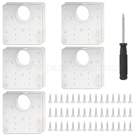 UNICRAFTALE 10 Sets Kitchen Cabinet Door Hinge Repair Kit 430 Stainless Steel Mounting Plate Hinge Accessories with Iron Screws and 1Pc Steel Cross Screwdriver 90mm Fixing Plate Hardware AJEW-UN0001-33-1