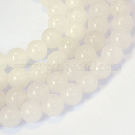 Jade blanco natural de hebras de perlas reronda X-G-E334-4mm-13-1