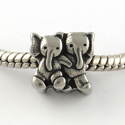 Vintage Elephant 316 Stainless Steel European Beads STAS-R082-AA071-1