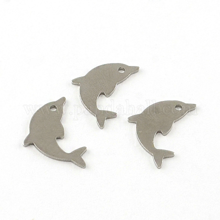 Dolphin Smooth Surface 201 Stainless Steel Stamping Blank Tag Pendants STAS-R063-75-1