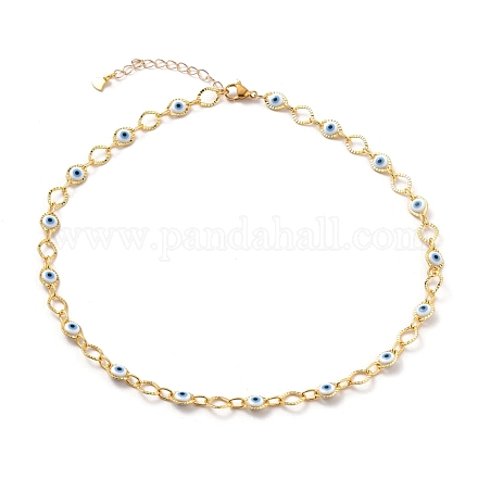 Brass Horse Eye Link Chain Necklaces NJEW-JN03161-02-1