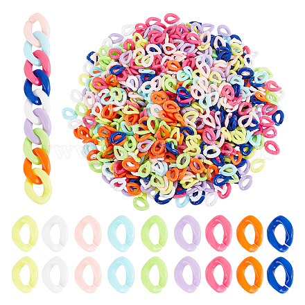 SUPERFINDINGS About 720Pcs 9 Colors Acrylic Link Opaque Linking Rings Twist Quick Link Connectors for Jewelry Curb Chains Making SACR-FH0001-07-1