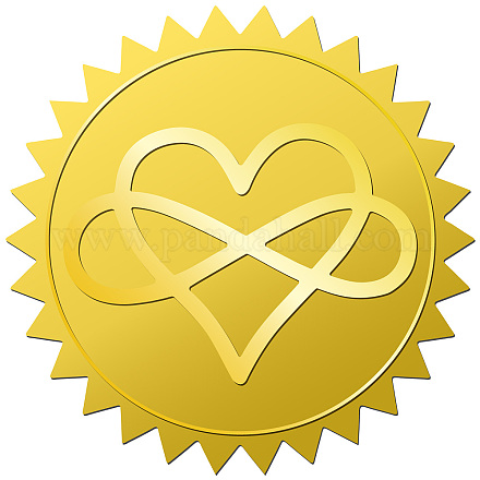CRASPIRE 408pcs 2 Inch Heart Gold Embossed Envelope Seals Stickers Everlasting Love Round Gold Foil Stickers Certificate Seals Self Adhesive Stickers for Valentine's Day Gift Packaging DIY-WH0509-056-1