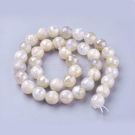 Galvanoplastie brins de perles de pierre de lune blanche naturelle G-P430-18-D-1