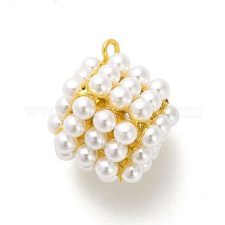 Estante chapado en latón con colgantes de perlas de plástico KK-L210-012G-01-1