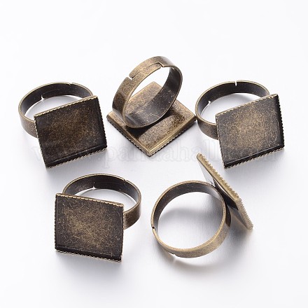 Antike Bronze verstellbaren Messing Fingerring-Pad Rohlinge für Vintage-Schmuck machen X-KK-J052-AB-1