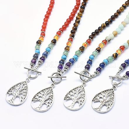 Tibetan Style Alloy Pendant Necklaces NJEW-F170-A-1