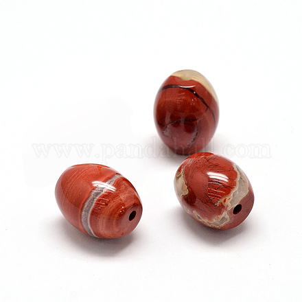 Natural Red Jasper Oval Beads G-P076-32B-1