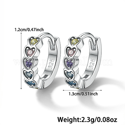 925 orecchino a cerchio da donna in argento sterling rodiato a forma di cuore con zirconi cubici ES9944-5-1