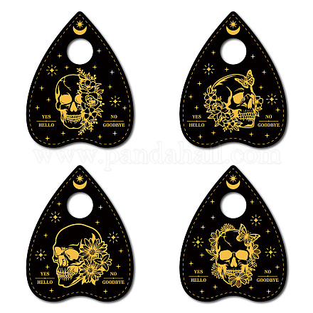 CREATCABIN 4Pcs Skull Planchette Spirit Board Wooden Crystal Holder Mini Crystal Sphere Display Stand Witch Stuff Moon Wiccan Decor Witchy Supplies Small Tray for Crystal Ball Stones Witchcraft DJEW-WH0021-020-1