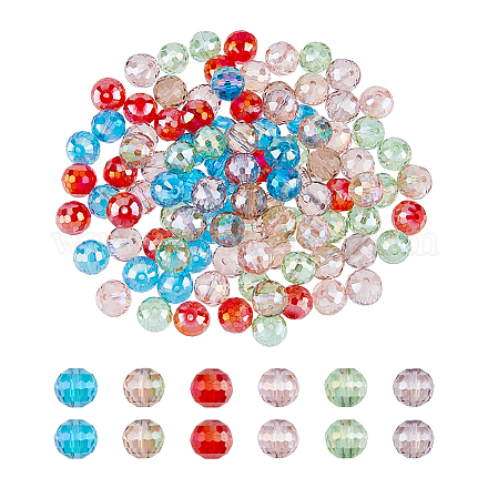 Superfindings 120 pièces 6 couleurs galvanoplastie brins de perles de verre transparent GLAA-FH0001-63-1