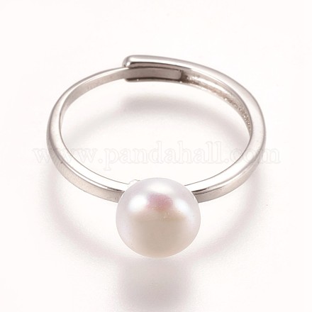 Anillos de dedo de perla natural ajustable RJEW-F082-12P-A-1