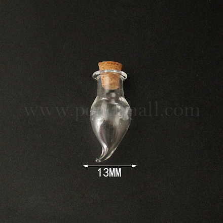 ミニ高ホウケイ酸ガラス ボトル ビーズ容器  ウィッシングボトル  コルク栓付き  コショウ  透明  2.9x1.3cm BOTT-PW0001-261C-1