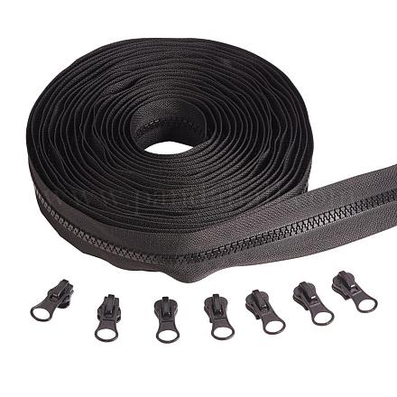 BENECREAT 10pcs Resin Zipper Pull Sliders and 6m #5 Black Nylon Coil Zippers Instant Replacement Resin Zipper Repair Kit (Head Size 27x11.5x9mm) FIND-BC0001-14-1