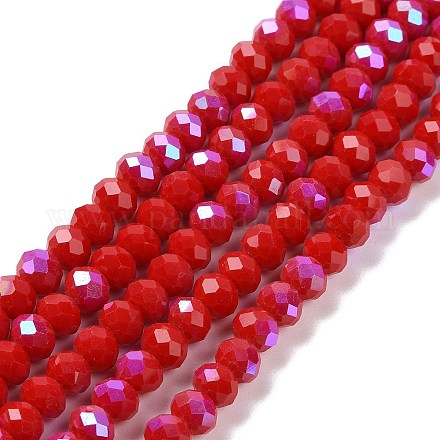 Electroplate Opaque Solid Color Glass Beads Strands EGLA-A034-P6mm-L04-1
