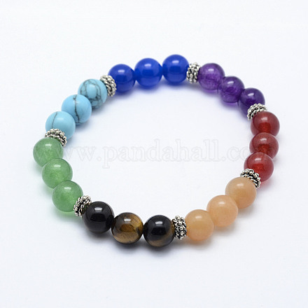 Natural/Synthetic Mixed Stone Beads Stretch Bracelets BJEW-L612-G01-1