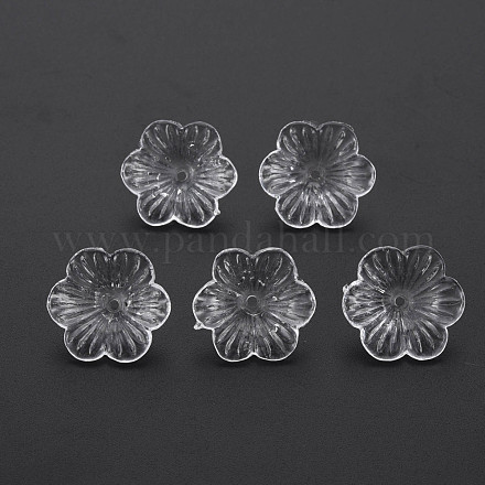 Tapas de abalorios de acrílico transparente flor X-OACR-T003-19-1