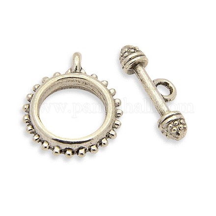 Tibetan Style Alloy Ring Toggle Clasps PALLOY-J154-53AS-1