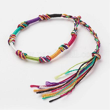 Braided Silk Thread Bracelets BJEW-N0032-05A-1