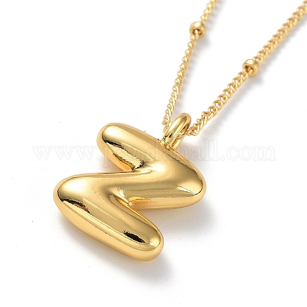 Initial Letter Brass Pendant Necklaces NJEW-A015-21G-Z-1
