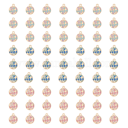 Dicosmetic 90 Stück 3 Farben Emaille-Mosaik-Charms Gold flache runde Charms Mosaik-Viereck-Muster Charms geometrische Mosaik-Charms Legierung Emaille-Anhänger für die Schmuckherstellung ENAM-DC0001-29-1