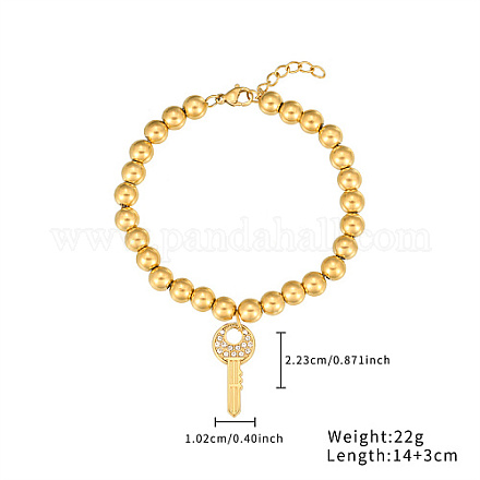 Bracelets de perles en acier inoxydable avec boule de strass en cristal et pendentifs DM8226-4-1