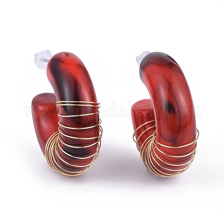 Acrylic Stud Earrings EJEW-JE03485-1