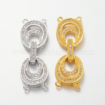 Oval Brass Micro Pave Cubic Zirconia Fold Over Clasps ZIRC-F013-04-FF-1