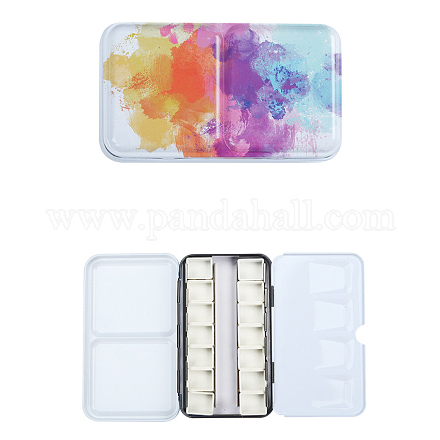 水彩絵の具缶ボックス  塗装収納ボックス  アートペイント塗料貯蔵容器  長方形  カラフル  12.5x7.5x2.5cm DRAW-PW0001-355C-05-1