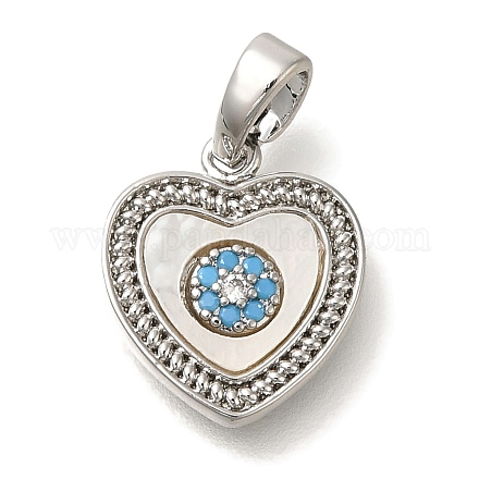 Подвески из латуни с микропаве из кубических цирконий и ракушек KK-K388-77P-02-1