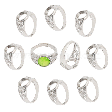 Chgcraft 10 pz impostazioni per anelli vuoti in ottone regolabili platino piatto tondo base per anelli impostazioni vuote per anelli forniture per creazione di gioielli KK-CA0002-18-1