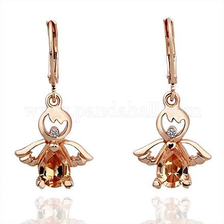Exquisite Tin Alloy Cubic Zirconia Angel Leverback Earrings For Women EJEW-BB13398-1