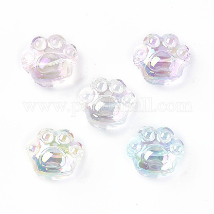 UV Plating Rainbow Iridescent Acrylic Beads X-OACR-P010-18-1