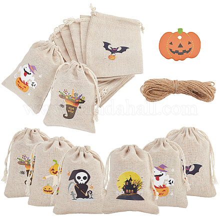 Benecreat 36 pz 6 stili sacchetti di immagazzinaggio del panno di cotone di halloween ABAG-BC0001-52-1