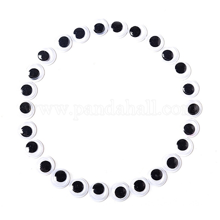 Noir et blanc tortiller plastique yeux écarquillés cabochons DOLL-PW0001-077C-1