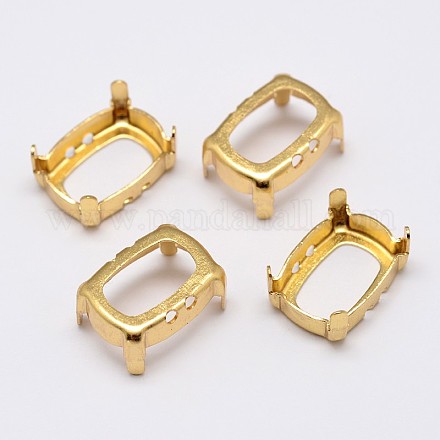 Rectangle Brass Sew on Prong Settings KK-N0084-05G-6x8-1