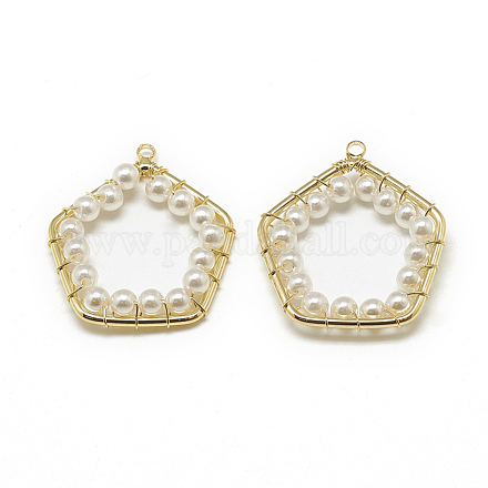 Colgantes de perlas de imitación de plástico abs KK-T032-081G-1