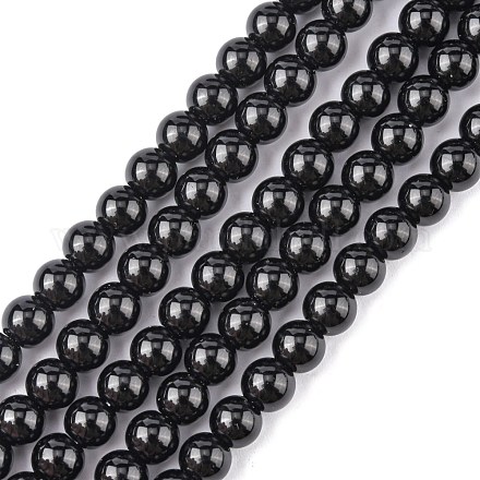 Synthetic Black Stone Beads Strands X-G-G088-6mm-1